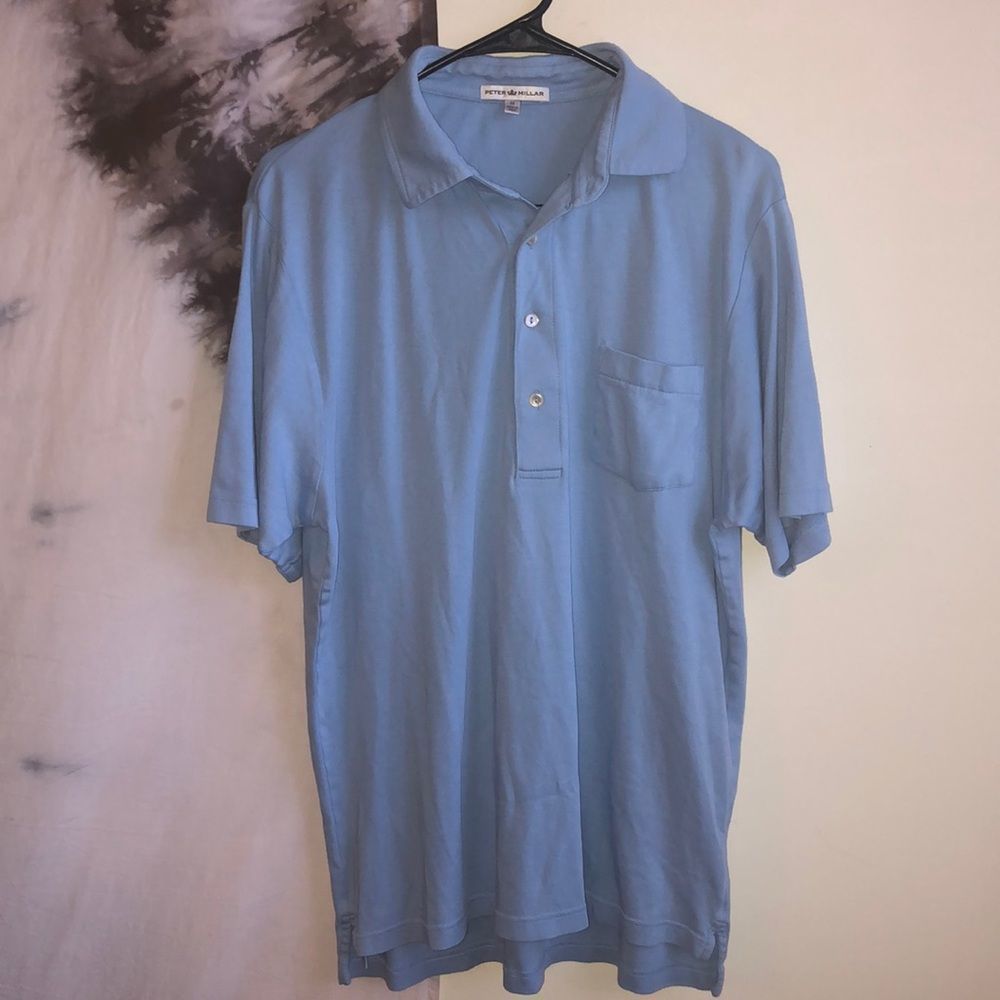 COPY - Peter Millar Golf Polo Shirt Size Medium Solid Blue
